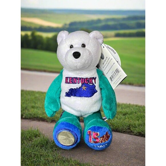 2001 Limited Treasures Kentucky State Quarter Coin Bean Bear Plush - Picture 1 of 5